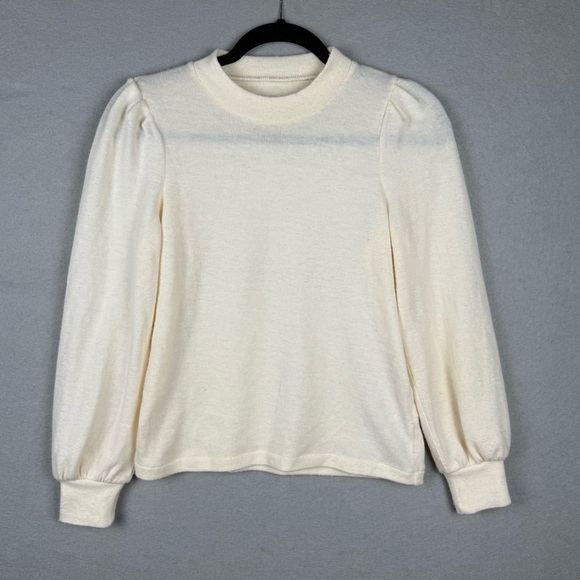Madewell Sweaters - Madewell Cream Women's Crew Neck Puff Sleeve Sweater XS Alpaca and‎ Merino Wool